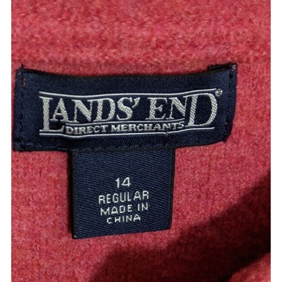 Lands End Cardigan Sweater Jacket Collared 100% Wool Outdoor 14 Regular - Picture 9 of 10